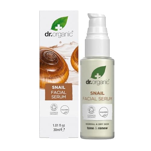 Image of Dr Organic Snail Gel Facial Serum, Healthy-Aging, Moisturising, Mens, Womens, Natural, Vegetarian, Cruelty-Free, Paraben & SLS-Free, Organic, 30ml, Packaging May Vary