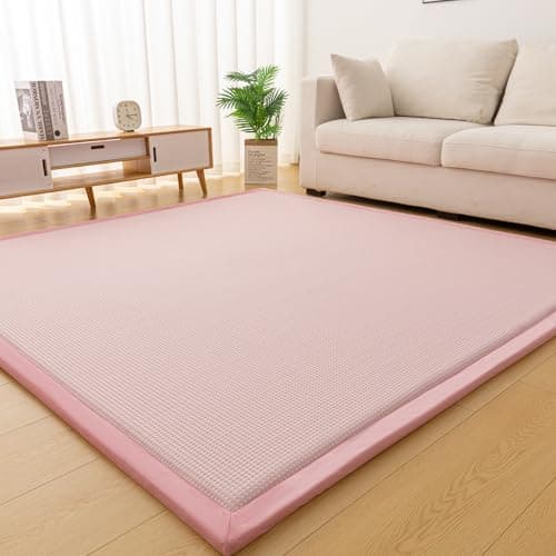 Image of Fancytan Baby Play Mat, Large Playmats for Babies, Foldable Mat Gyms Playmat for Infants, Soft Padded Cool Summer Mats for Crawling & Playing, Tummy Time (Lattice Pink, 150 x 200 cm)