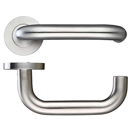 Image of Tubular Return to Door Handle Lever on Rose