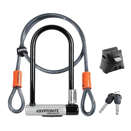 Image of Kryptonite Kryptolok Standard Bike U-Lock with Cable, Heavy Duty Anti-Theft Bicycle U Lock, 12.7mm Shackle and 10mm x 4ft Length Security Cable with Mounting Bracket and Keys