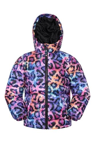 Image of Mountain Warehouse Printed Seasons Kids Padded Jacket - Water Resistant Puffer Coat, Lightweigh, Elasticised Cuffs, Boys & Girls - For Spring Summer Bright Orange (Printed) Kids Size 11-12 Years