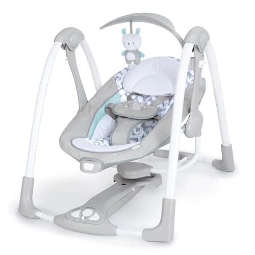 Image of Ingenuity ConvertMe 2-in-1 Compact Portable Automatic Baby Swing & Infant Seat, Battery-Powered Vibrations, Nature Sounds, 0-9 Months 6-20 lbs (Raylan)