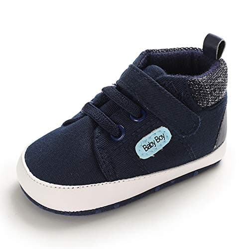 Image of MASOCIO Baby Boy Shoes Infant Toddler First Walking Trainer Prewalker Navy 12-18 Months