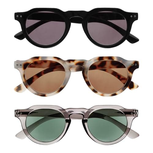 Image of OPULIZE RIO - Sunglasses - 3-Pack - Flat Top Frame - UV400 Protection - Black, Brown Tortoiseshell, Grey - Mens Womens - Spring Hinges - SSS53-127