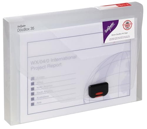 Image of Snopake A4 DocBox Clear 35 mm Box File with Push Lock (Pack of 1) Ref 12861