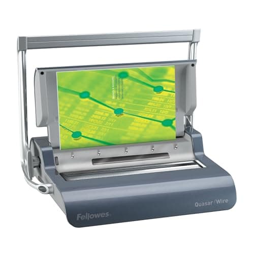 Image of Binding Machine for Office - Fellowes Quasar 15 Sheet Punching Capacity, 130 Sheet Manual Wire Binder Machine with Starter Kit 20 Comb Bindings - Ideal for Office Use - Silver