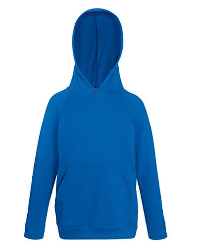 Image of Fruit of the Loom Unisex Kids Raglan Lightweight Hooded Sweat, Royal, 5-6 Years (Manufacturer Size:26)