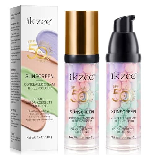 Image of 3 In 1 Primer for Face Before Makeup,SPF 50 Sunscreen Isolation Cream, One Step Color Correcting Primer,Hydrating,Oil Control Facial Serum & Concealer Skin Tone,Radiance Skin(Pack of 2)