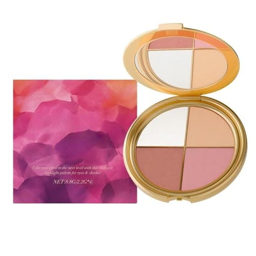 Image of Highlighting Eye & Cheek Palette,Metallic Shimmer Eye & Cheek Palette,Make-Up Palettes,All in One Makeup Palette,4-in-1 Highlight Shades Makeup for Blush,Natural Glow Contour Powder