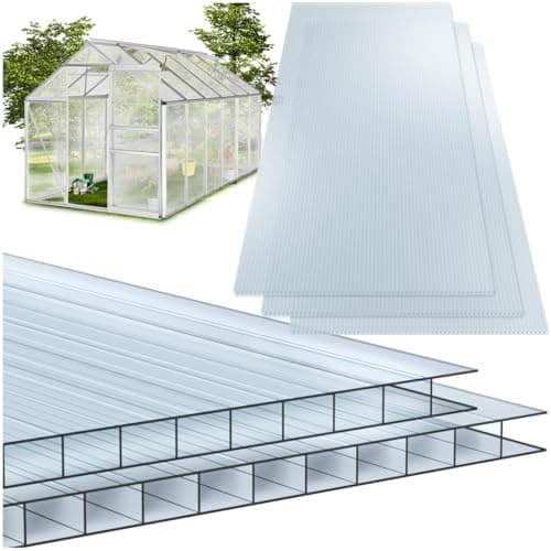 Image of tectake® Set of 10 Polycarbonate Sheets, Cuttable, UV- & Temperature-Resistant Plastic Sheeting, 7.32 m² Surface, Plastic Roofing Sheets & Wall Panels for Greenhouse, Carport - 121 x 60.5 x 0.4 cm