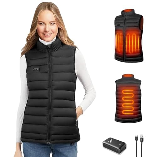 Image of seenlast Heated Gilet Women, Heated Vest with 10000mah power bank, Heated Jacket with 4 Heat Zones,3 Heat Settings Lightweight Heated Body Warmer for Outdoor Camping Riding Hiking, Machine Washable