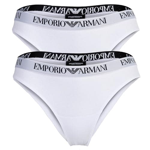 Image of EMPORIO ARMANI Woman's Essential Cotton 2-Pack Brazilian, White, M