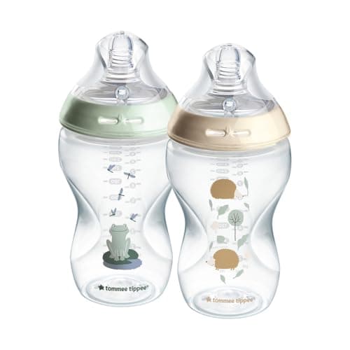 Image of Tommee Tippee Natural Start Anti-Colic Baby Bottle, 340ml, Medium Flow, Breast-Like Teat for a Natural Latch, Anti-Colic Valve, Self-Sterilising, Pond, Pack of 2