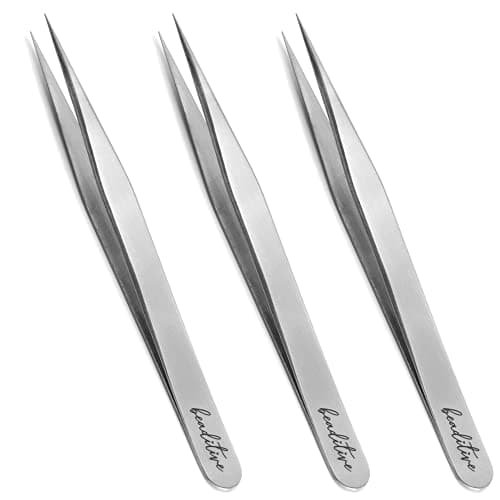 Image of Beaditive High Precision Craft Tweezers 3 Pack - 4.7" Stainless Steel Needle Nose Set for Sewing, Beading & DIY Crafts - Non-Serrated Jewelry Tweezer with Fine Point Tips