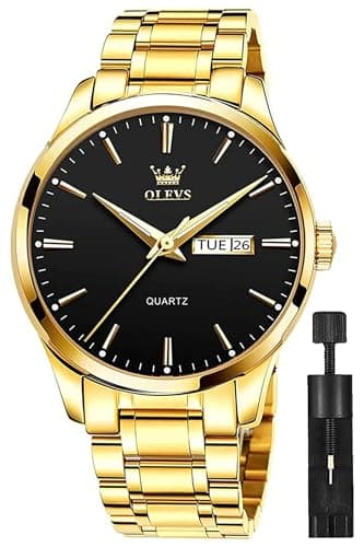 Image of OLEVS Mens Watches Stainless Steel Waterproof Date Analog Quartz Watch Classic Luxury Dress Luminous Wrist Watches for Men