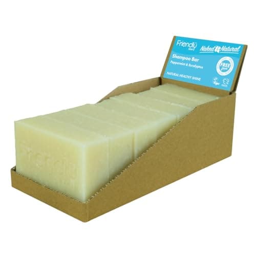 Image of Friendly Soap - Naked & Natural Peppermint & Eucalyptus Shampoo Bar (7 x 95g), Nourishing, Moisturising, Plant-Based, Cruelty-Free, Made By Hand, No SLS or Parabens, Sustainable, Recyclable