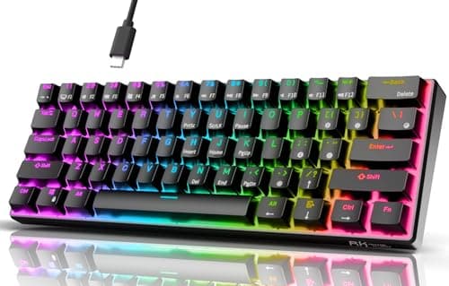 Image of RK ROYAL KLUDGE RK61 Wired 60% Mechanical Gaming Keyboard RGB Backlit Ultra-Compact Hot Swappable Red Switch Black