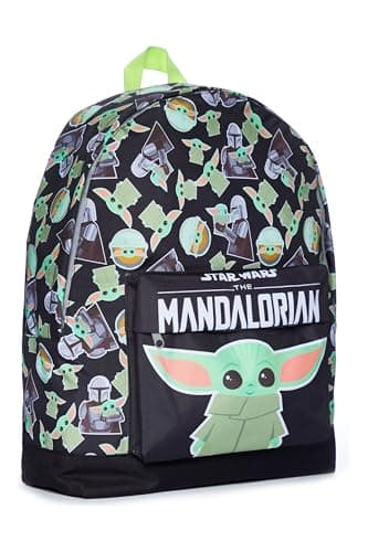Image of Star Wars The Mandalorian Baby Yoda Childrens Backpack Black Green