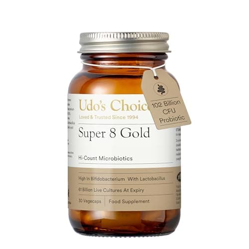 Image of Udo's Choice Super 8 Gold Hi Count Microbiotics - 102 Billion Cell Count - 8 Microbiotic Strains - High Percentage & Concentration of Bifido Strains - 30 Vegicaps - One a Day