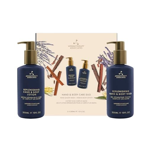 Image of Aromatherapy Associates Washroom Collection - Replenishing Hand and Body Wash, Lotion, Shampoo, Conditioner 300ml - Enriched With Essential Oils (Replenishing Body Wash & Lotion Kit)
