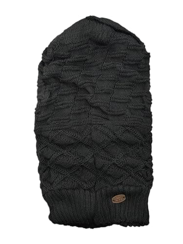 Image of EliteKoopers Unisex Knitted Woolly Winter Oversized Slouch Beanie Hat Warm Thermal Soft Men Women Cap (Black)