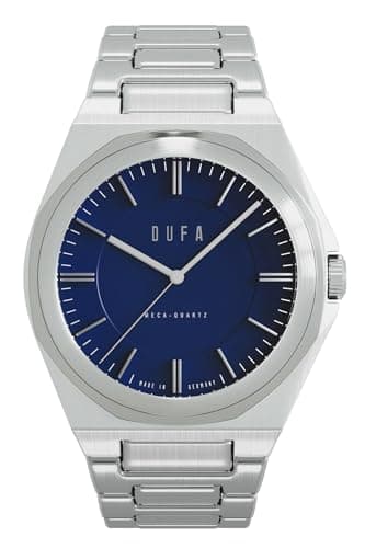 Image of DuFa DF-9037 Series Wachsmann Men's Watch with Link Strap and Sapphire Crystal 5 ATM with Creeping Seconds, blue