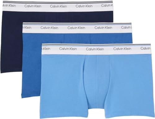 Image of Calvin Klein Men’s 3 Pack Balance Trunks with Logo Waistband, White (White), S