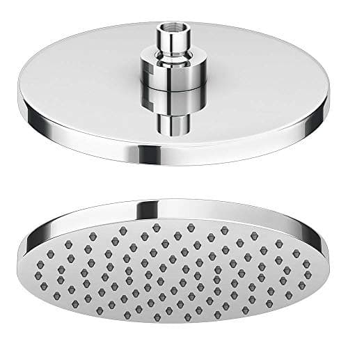Image of Taps2Traps® Chrome Round 200mm Overhead Shower Head with Anti-Limescale Nozzles + Swivel Joint