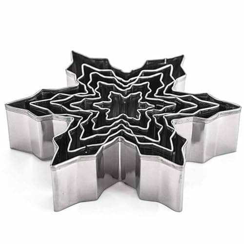 Image of Winter Snowflake Cookie Cutter Set - 5 Piece - Stainless Steel