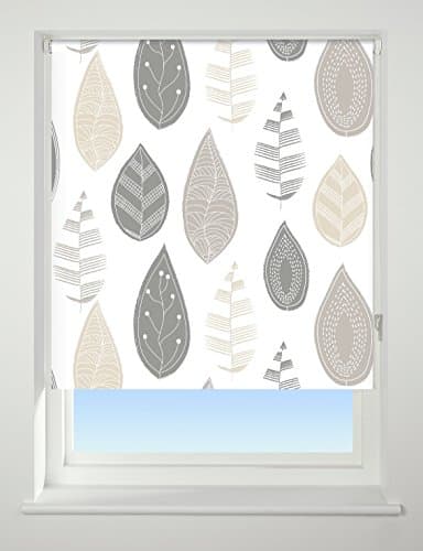 Image of UNIVERSAL Leaf Patterned Thermal Blackout Roller Blind, Neutral, W180cm
