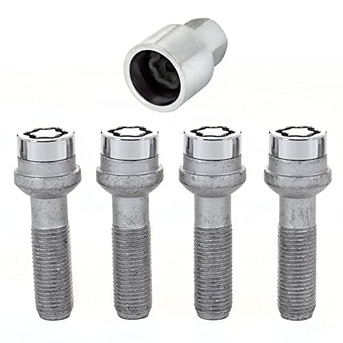 Image of McGard 28044SU Wheel Lock Bolts SU M14 x 1,5, radius seat, shaft length 37,1 mm, Overall length 67,6 mm, Hex size 19mm, Key diameter 25,8 mm, Chrome