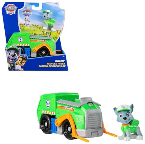 Image of Paw Patrol, Rocky’s Recycling Lorry, Toy Vehicle with Collectible Action Figure, Sustainably Minded Kids’ Toys for Boys & Girls Aged 3 and Up