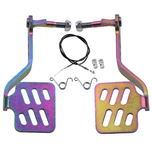 Image of QASKEHKT Brake Throttle Pedals 71" Cable with Return Springs Kit for 196cc 6.5hp Road Rocket Azusa Fun Kart Carter Go Kart Vintage Go Cart Racing Drift Trike Heavy Duty PartsThrottle Colorful