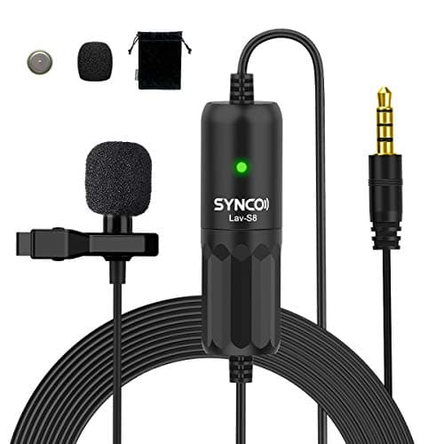 Image of SYNCO Lavalier Microphone, S8 8 Metre Omnidirectional Condenser, Laptop, 3.5 mm TRS/TRRS for Smartphone iPhone Android PC Laptop Camera DSLR Camcorder