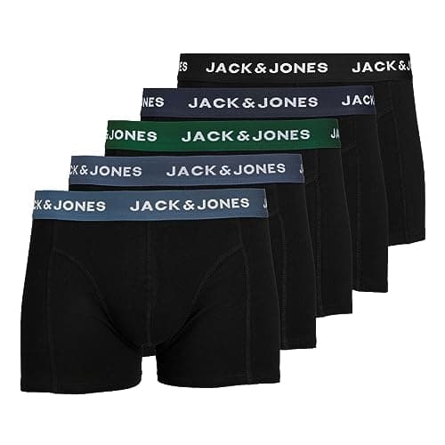 Image of JACK & JONES Men's Boxer Shorts Trunks 5-Pack, Color: Black, Underwear Size: M, Item: Black/Blue