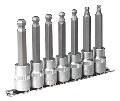 Image of Sealey Ak622 Hex Ball-End Socket Bit Set 7Pc 100Mm 1/2Sq Drive Metric