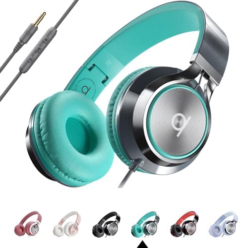 Image of Artix® CL750 Premium Wired On Ear Headphones with Microphone, Comfortable Noise Isolating Design, 3.5mm Aux Headphone for Laptop, PC, Mobile, Tablet, Adults, Men, Women, Boys and Girls – Turquoise
