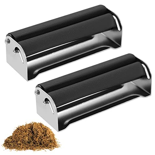Image of 2Pcs Metal Tobacco Roller, Manual Cigarette Roller Machine Tobacco Rolling Machine70mm Easy Use pour Smoking Cigarette Accessories (Black)