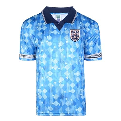 Image of Score Draw England 1990 World Cup Third Shirt Blue Large Polyester