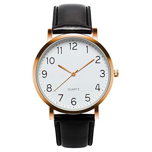 Image of Unisex Simple Business Fashion Leather Quartz Wrist Watch Automatic Watch for Women (Rose Gold, One Size)