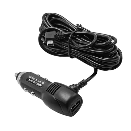 Image of Vaniika Dash Cam Power Lead 12V to 5V Mini USB Charging Cable 3.5M, 2A Car Charger Adapter with 90° Right Angle Connector & Extra USB Port for Dash Cameras, GPS, DVR