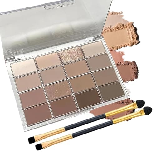 Image of 16 Colours Light Brown Nude Eyeshadow Palette,Matte & Shimmer Eye Shadow Pallets for Women,Long Lasting Highly Pigmented Neutral Eyeshadow Palette,Waterproof Taupe Grey Eye Shadows Palettes Makeup