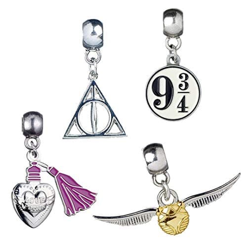 Image of The Carat Shop Harry Potter Golden Snitch/Deathly Hallows/Love Potion/Platform 9 3/4 Slider Charm Set HP0070