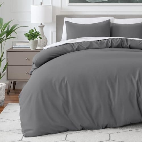 Image of Bare Home Duvet Cover Set Emperor Size - Premium 1800 Ultra-Soft Duvet Cover Set - Lightweight - Cooling Duvet Cover - Bed Duvet Cover with 2 Pillowcases (Emperor, Grey)