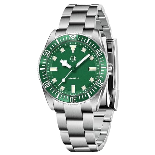 Image of RollsTimi 7910 Automatic Watches for Men, NH35 Self Winding Watch Stainless Steel Band 100M Waterproof Ceramic Bezel Screwed Crown Synthetic Sapphire Glass