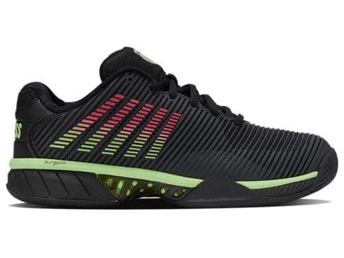 Image of K-Swiss Mens Hypercourt Express 2 Tennis Shoe, Black Soft Neon Green Neon Lava, 10 UK