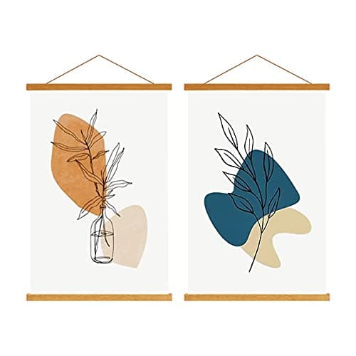 Image of Sanauto A2 Poster Frame Hangers 42cm, Magnetic Wooden Poster Hanger Rails Magnet Frame Hanging Kit for 42x59 42x30 40x60 Landscape Large Size Wall Map (42cm, Teak, 2 Packs)