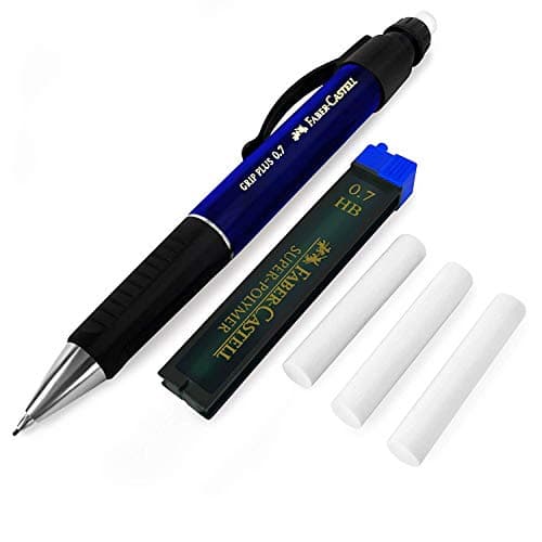 Image of Faber-Castell Grip Plus Mechanical Pencil - 0.7mm - Blue Barrel + Super-Polymer 0.7mm HB Leads + Eraser Refills