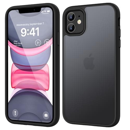 Image of HGH Matt Case for iPhone 11 6.1 Inch,Frosted Translucent Back Phone Cover,Anti-Fingerprint Thin Shockproof Case Camera protection for iPhone 11 Phone Case - Black