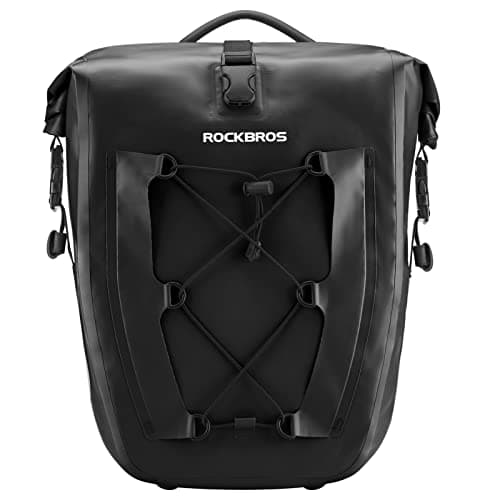 Image of ROCKBROS Bike Pannier Bag 25L-32L 100% Waterproof Rear Rack Bicycle Bag for Rear Carrier Bike Handbag for Cycling Touring Travelling Black